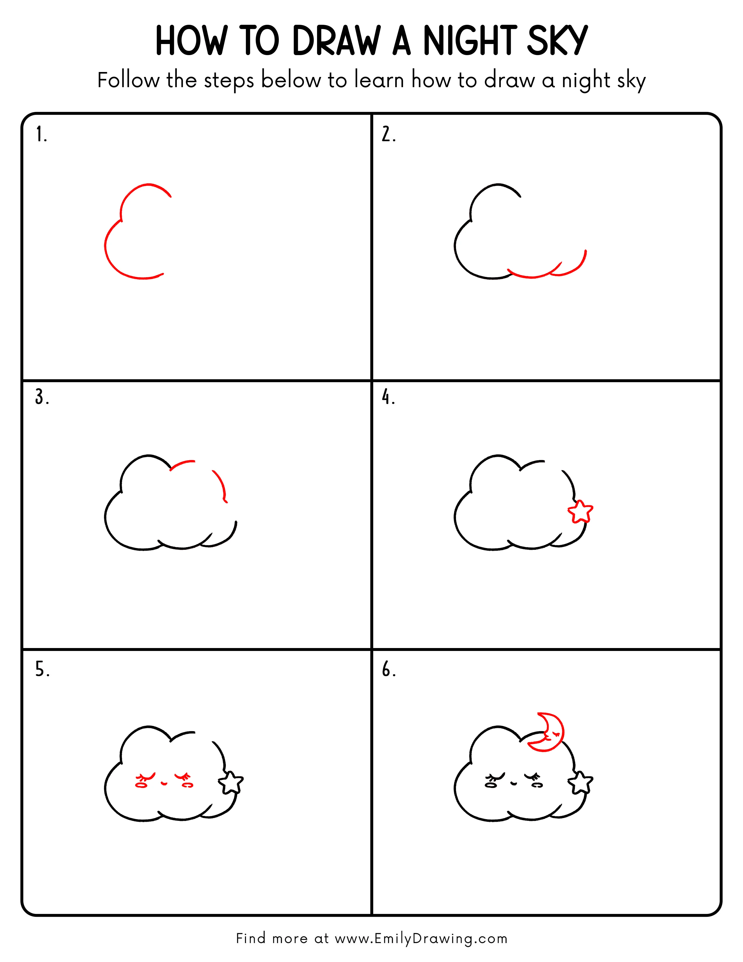 Printable Night Sky Drawing Guide